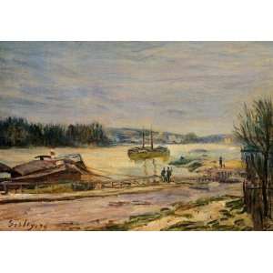  Oil Painting The Seine near Saint Cloud, High Water 