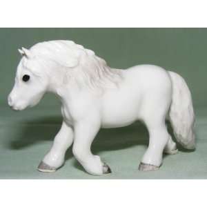  HORSE Shetland Pony White/Gray Trots Along New MINIATURE 