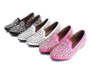 Ladys Punk Rivents Studded Cover Around Oxford Shoes Rock Flat Loafers 