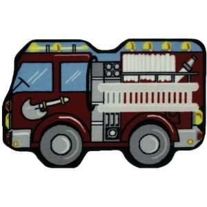 Roule Fun Time Shape Collection Fire Engine 31X47 Inch Kids Area Rugs 