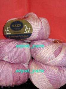 Lot 5 Muti Pink 65%Cashmere Bamboo knitting Yarn worst  
