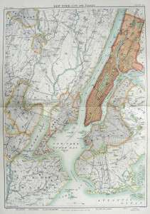 NEW YORK CITY 1884 Antique Original map  