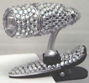 Silver Crystal 360 Degree Mini Clip LED Lamp Book Reading Light w 
