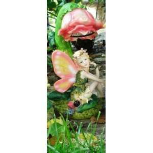  Solar Powered Garden Fairy with Red Rose Flower 
