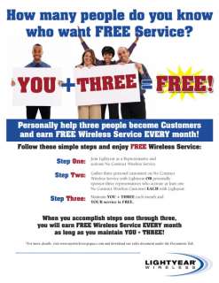 LightYear Wireless Earn FREE cell svc Get 3 & its FREE  