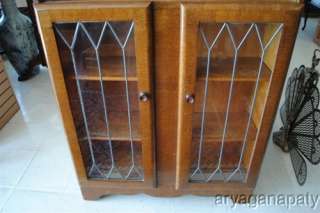   Oak, English Curio Glass Display Cabinet Book Case Very Rare  