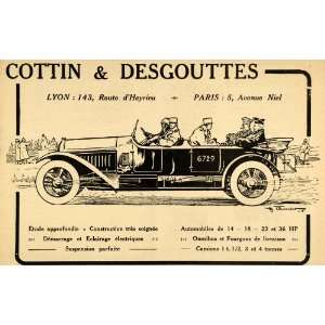  1916 Ad French Cars Cottin Descouttes Racing Military 