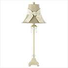   Glass Ball Large Table Lamp with Plain White Shade and Cream Sash