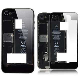 Cool Unique Black Edge transparent Clear Glass Back plate for iPhone 4 