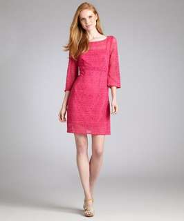 Laundry by Design bougainvillea lace boat neck bell sleeve dress