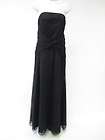 VERA WANG MAIDS Black Tulle Strapless Ruched Knotted Waist Full Length 