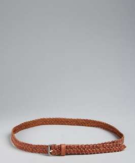 Fashion Focus light sienna braided leather skinny belt