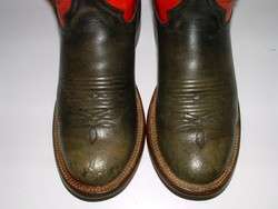   Men RED BLACK Leather TALL BUCKAROO RANCH WORN Cowboy WESTERN Boot 7 D