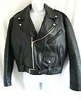 Sz M L VINTAGE 90S Womens Black Leather Motorcycle Jacket Coat
