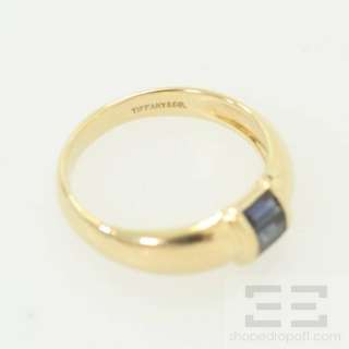 Tiffany & Co. 18K Gold & Sapphire Baguette Ring Size 6  