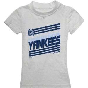 New York Yankees White Girls (7 16) Stack It Up Burnout T Shirt 