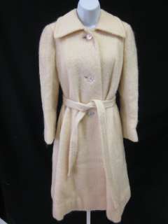 NAN DUSKIN Ivory Belted Long Textured Wool Coat  