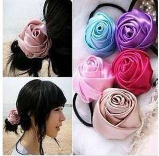 Elegant Ribbons Handmade Rose Style Hair Hairband Elastic band  