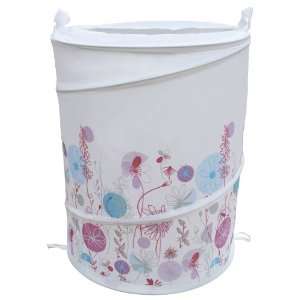   Polyester Collapsible Hamper with a Blue Flower Design