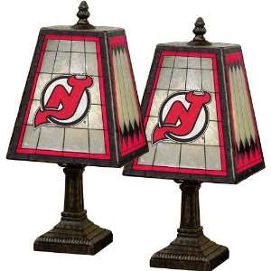 Memory Company New Jersey Devils Art Glass Table Lamp  