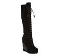 Yves Saint Laurent medium grey suede Yda 90 wedge tall boots 