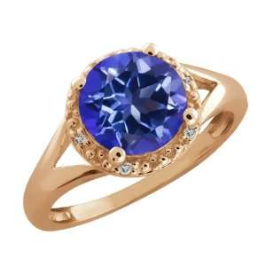   Ct Round Tanzanite Blue Mystic Topaz and Topaz Gold Plated Silver Ring