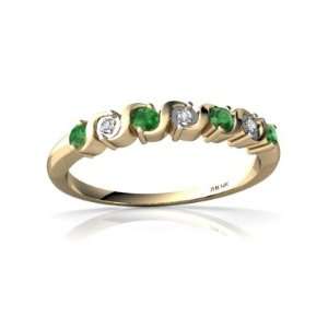  14K Yellow Gold Round Genuine Emerald Ring Size 4 Jewelry