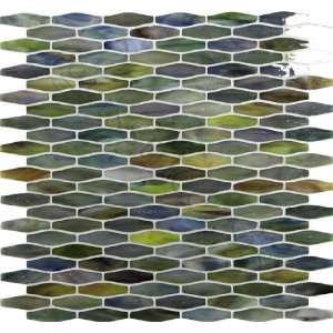  Grassy Oval Green Linea Onde Collection Glossy Glass Tile 