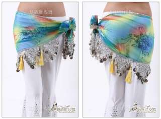 NEW Belly Dance Coin Wrap Belt Skirt Hip Scarf 6 Colors  