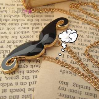 Fashion Jewelry golden long Sweater chain Necklace black mustache 