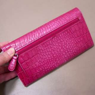 Womans Etienne Aigner Mock Croc Pink Leather Checkbook Wallet  