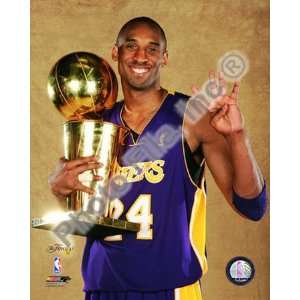Kobe Bryant Game Five of the 2009 NBA Finals With Championship Trophy 