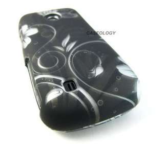 BLK TWILIGHT FLOWER HARD SNAP ON CASE COVER LG COSMOS TOUCH PHONE 