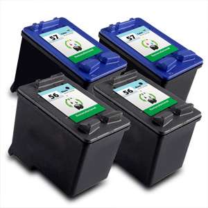 4pk Printronic For HP 56 57 C6656AN C6657AN Black Color Ink Cartridge