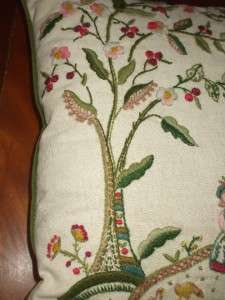 Vintage Embroidered Throw Pillow~13 Square  
