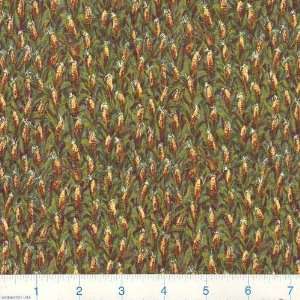  45 Wide Farmers Market Corn Stock Green Fabric By The 