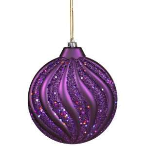 6 Purple Matte Glitter Swirl Flat Ball
