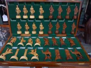 Italian Hand Carved Wooden Inlaid Large Chess Board  