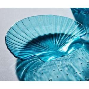  Ultramarine fan shell Handmade glass 13 1/2 x 13 Fan 