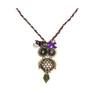 Betsey Johnson Glitter Critter Owl Small Necklace