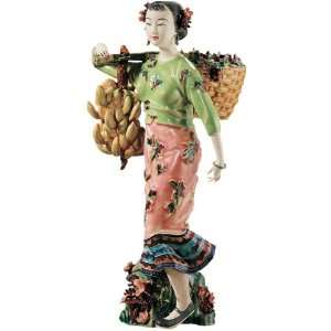  Girl Carrying Fruits Fine Porcelain Sculpture