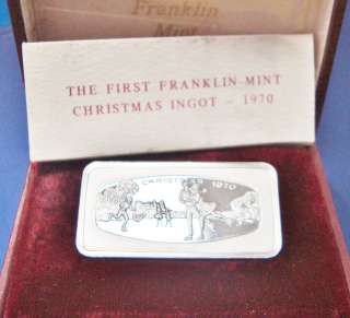 FRANKLIN MINT 1970 CHRISTMAS INGOT  THE SKATERS STERLING SILVER 