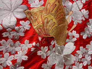   # KIMONO SILK / VINTAGE RARE WEDDING UCHIKAKE / EMBROIDERY Butterfly