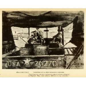   Art G. I. Soldiers Sleep Military Vehicle   Original Halftone Print