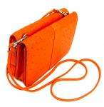 Authentic Genuine Orange Ostrich Leather Mini 2Way Cross Body Bag 
