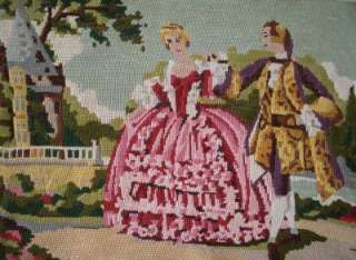 Completed tapestry needlepoint dancing on the veranda  