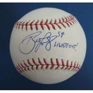 Autographed Brad Lidge Ball   with Lights Out Inscription 