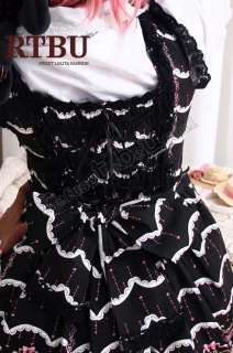 Sweet Lolita Victorian Parasol Bib Jeweled Corset Dress  