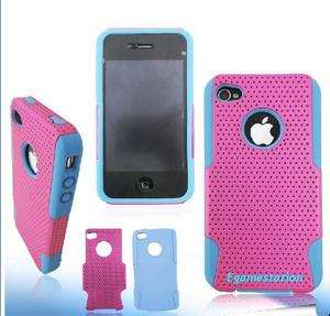 Rubber Case iPhone4 W/Free Screen Protector(Light pink/blue)  