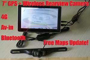 HD GPS Sat Nav Bluetooth Av in FM 128RAM + Wireless Rear Camera 